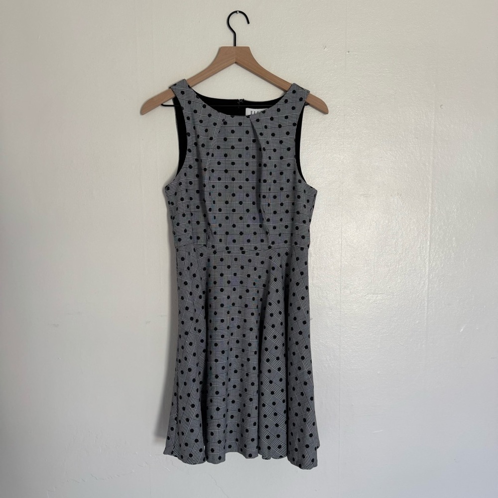 Elle Gray Polka Dot Fit & Flare Dress - Size 8 (No Belt) Vintage Inspired 1950s - Picture 2 of 11